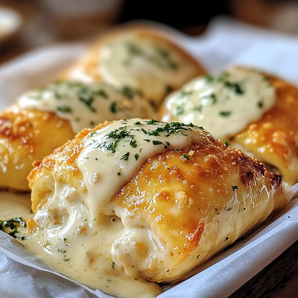 Chicken Pillows with Creamy Parmesan Sauce