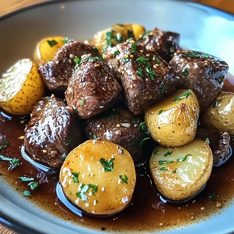 Garlic Butter Beef Bites with Potatoes