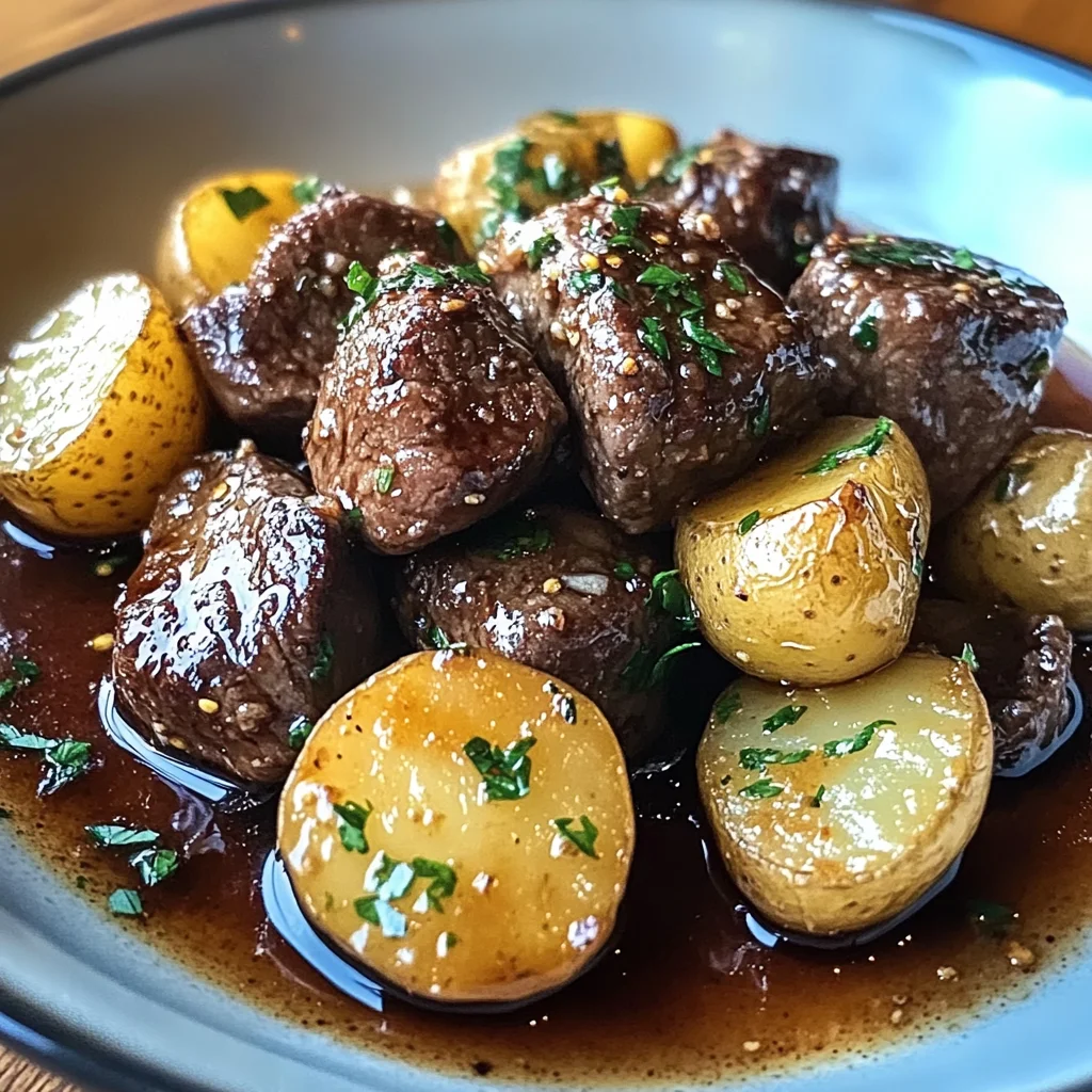 Garlic Butter Beef Bites with Potatoes