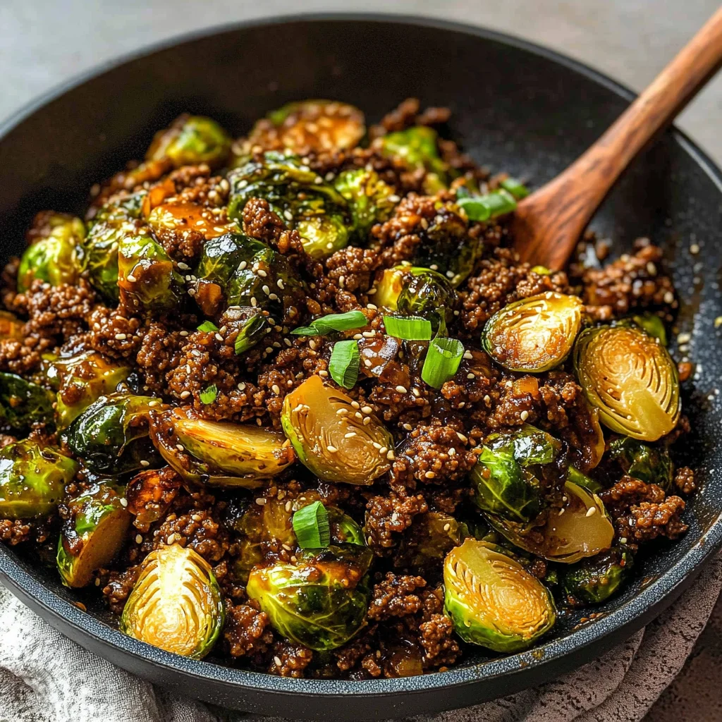 Ground Beef and Brussels Sprouts