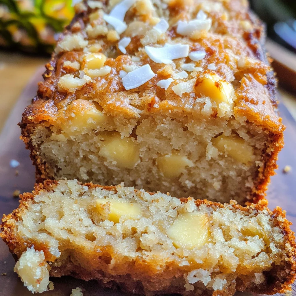 Hawaiian Banana Bread with Pineapple, Coconut & Macadamia Nuts