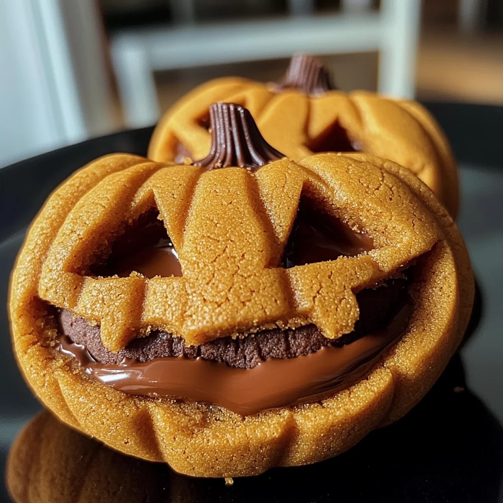 Milk Chocolate Stuffed Jack-O'-Lantern Cookies