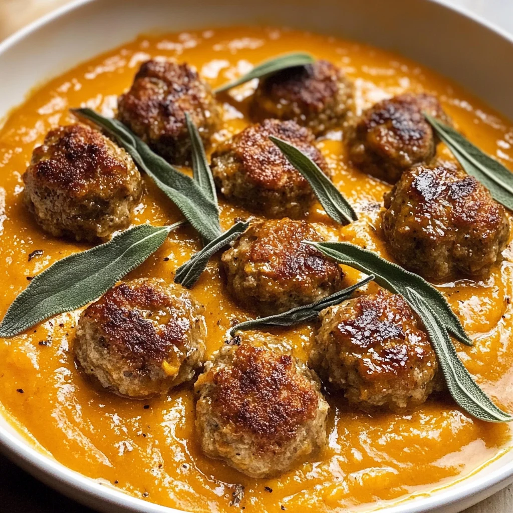 Turkey Meatballs in Pumpkin Sage Sauce