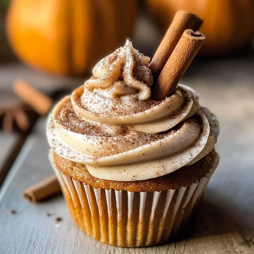 Vanilla Chai Pumpkin Latte Cupcakes with Cinnamon Brown Sugar Frosting