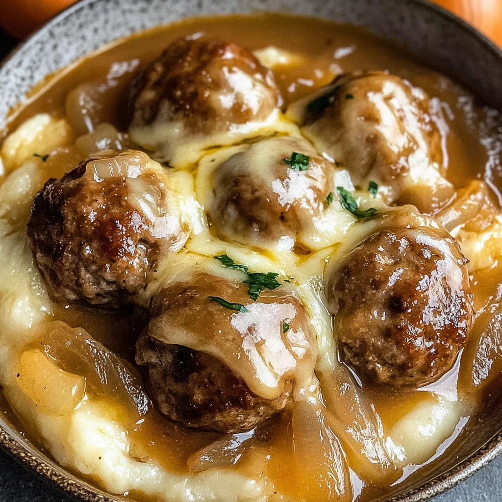 Crock Pot French Onion Meatballs