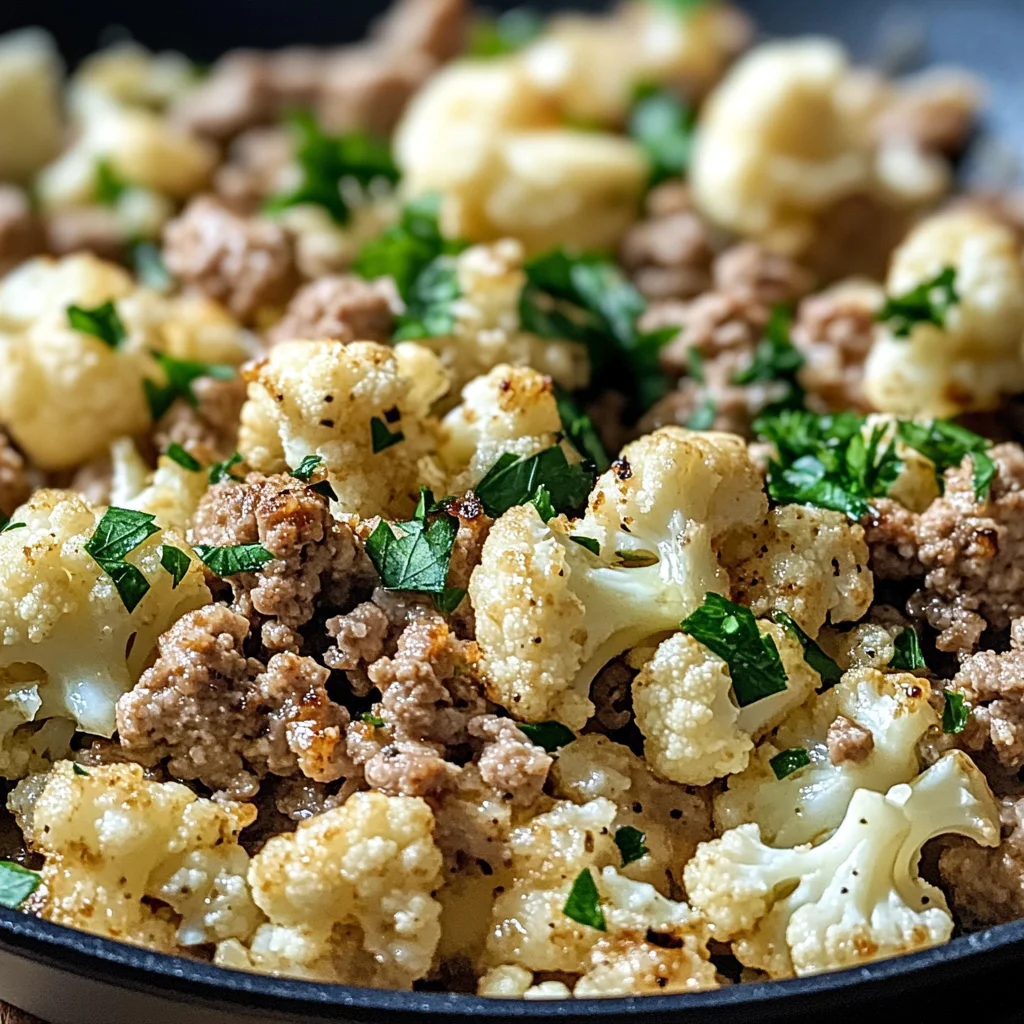 Garlic Butter Ground Turkey with Cauliflower Skillet