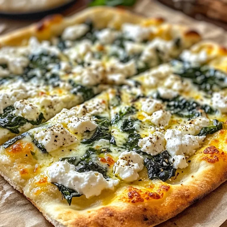 Greek Roasted Garlic Spinach White Pizza