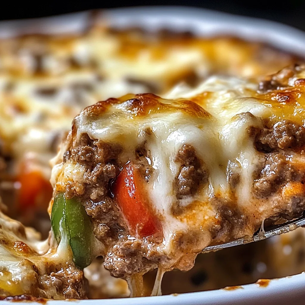 Low Carb Philly Cheesesteak Casserole