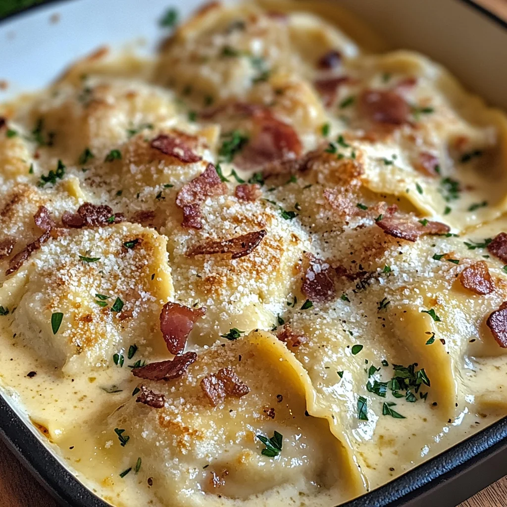 Olive Garden-Inspired Ravioli Carbonara