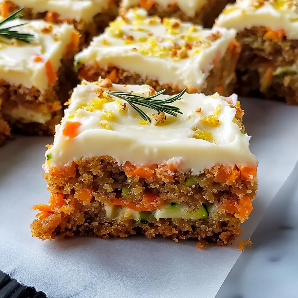 Spiced Ginger Carrot and Zucchini Bars with Lemon Cream Cheese Frosting