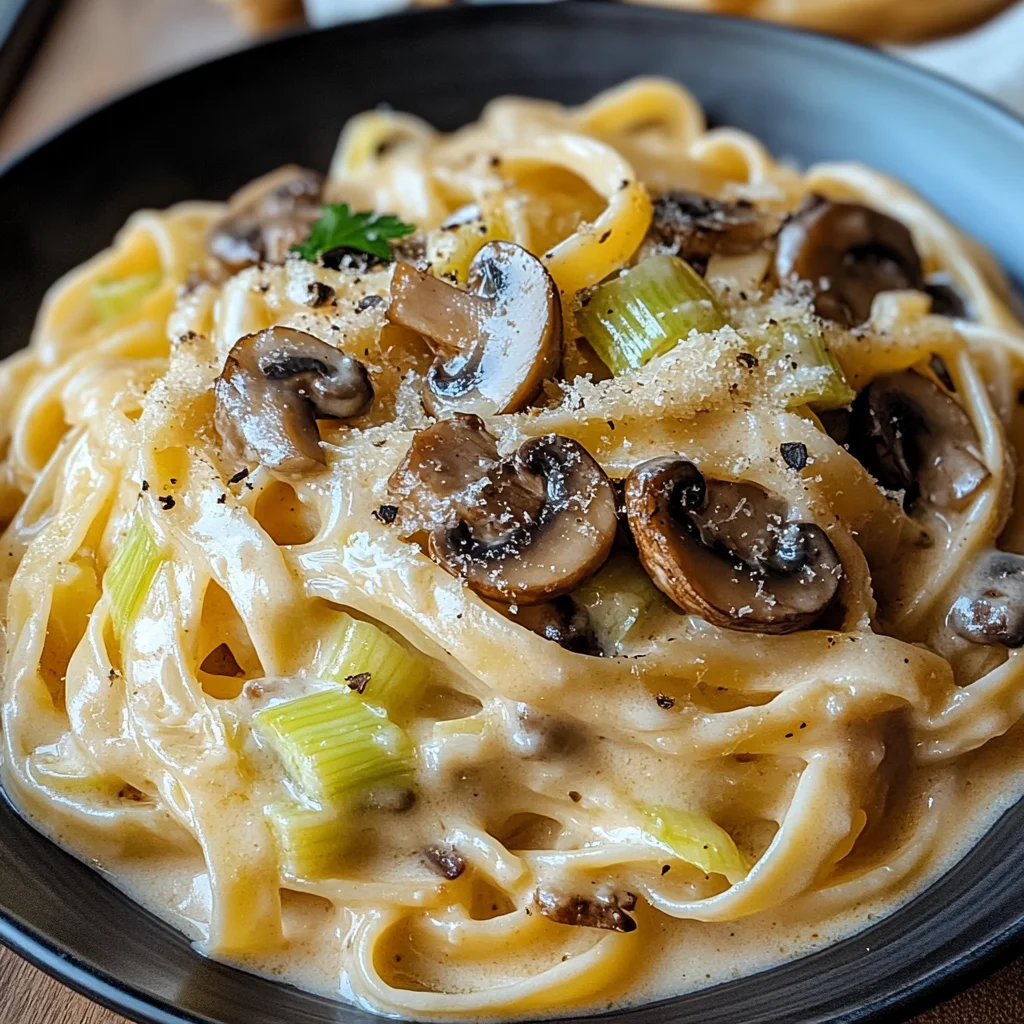 Caramelized Leek and Mushroom Gruyere Pasta