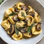 Cheese Tortellini with Butter, Mushrooms, and Crispy Sage