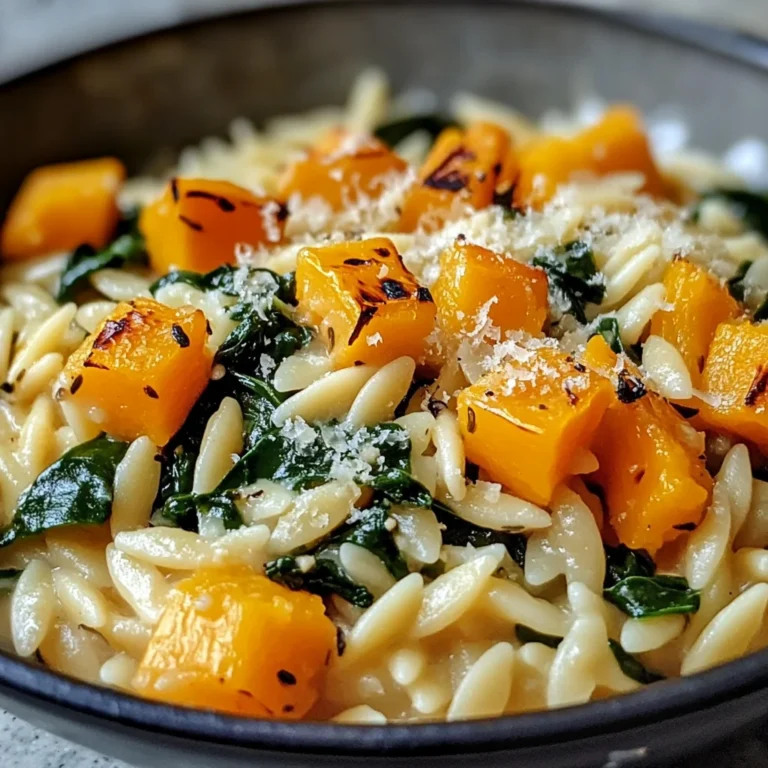 Creamy Orzo with Roasted Butternut Squash and Spinach