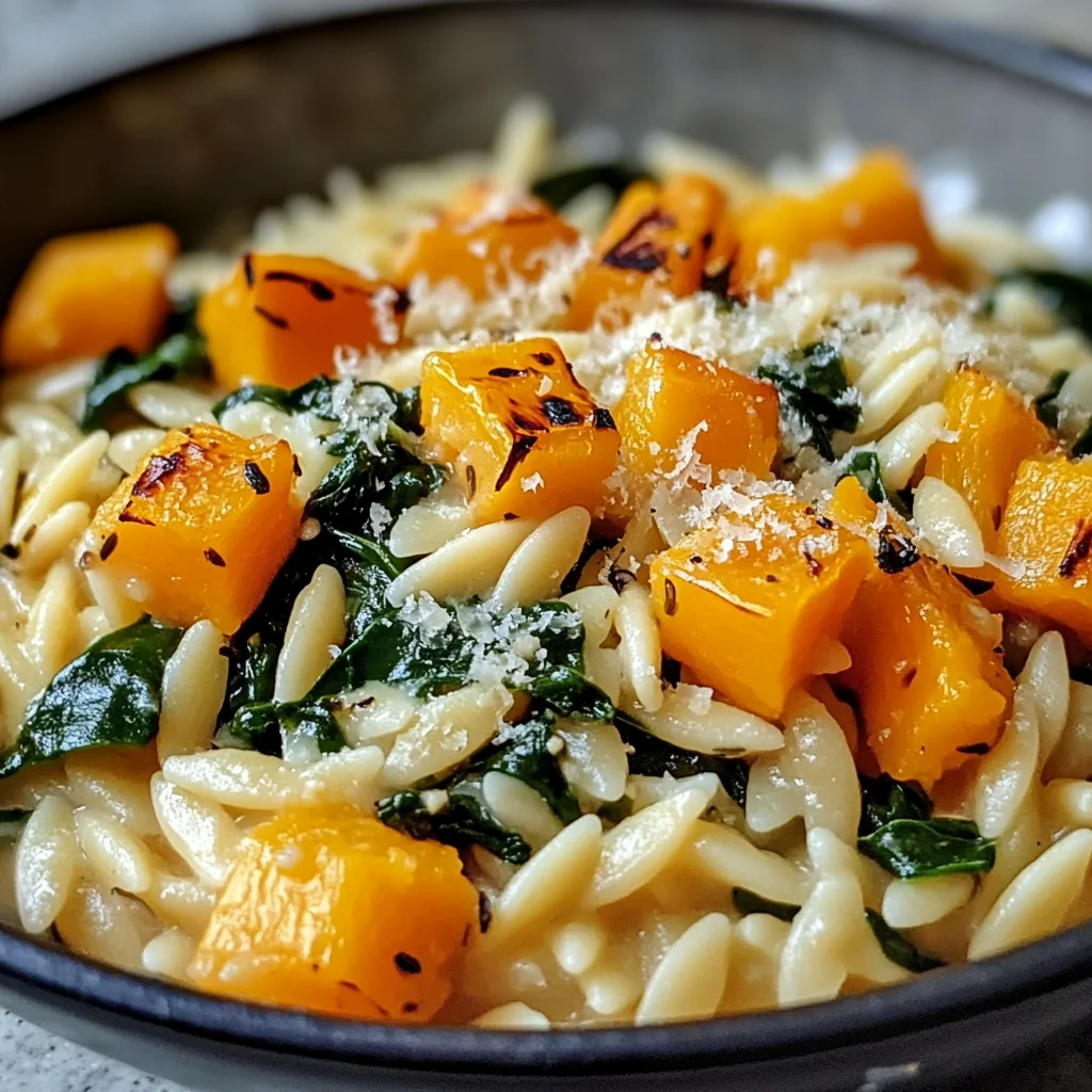 Creamy Orzo with Roasted Butternut Squash and Spinach