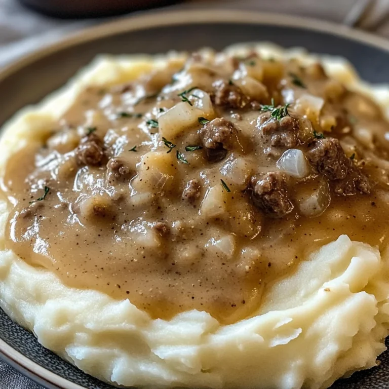 Delicious chicken chicken hamburger Gravy Over Mashed Potatoes