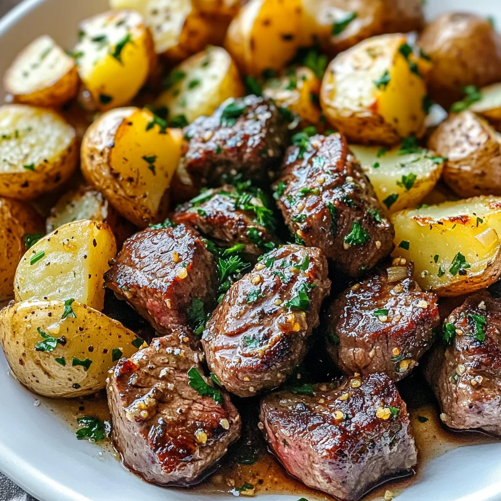 Garlic Steak Bites and Potatoes