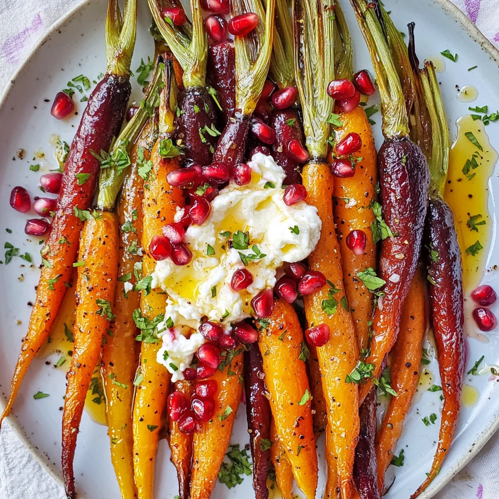 Honey Roasted Rainbow Carrots with Burrata and Pomegranate