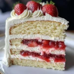 Moist Vanilla Cake with Strawberry Filling