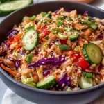 Quick Crispy Rice Salad with Peanut Sesame Dressing - Alrightwithme