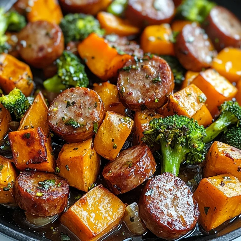 Sheet Pan Sausage and Sweet Potatoes with Honey Garlic Sauce