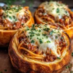 Spaghetti Garlic Bread Bowls