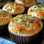 Easy Garlic Rosemary Focaccia Muffins