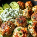 Juicy Greek Chicken Meatballs with Tzatziki