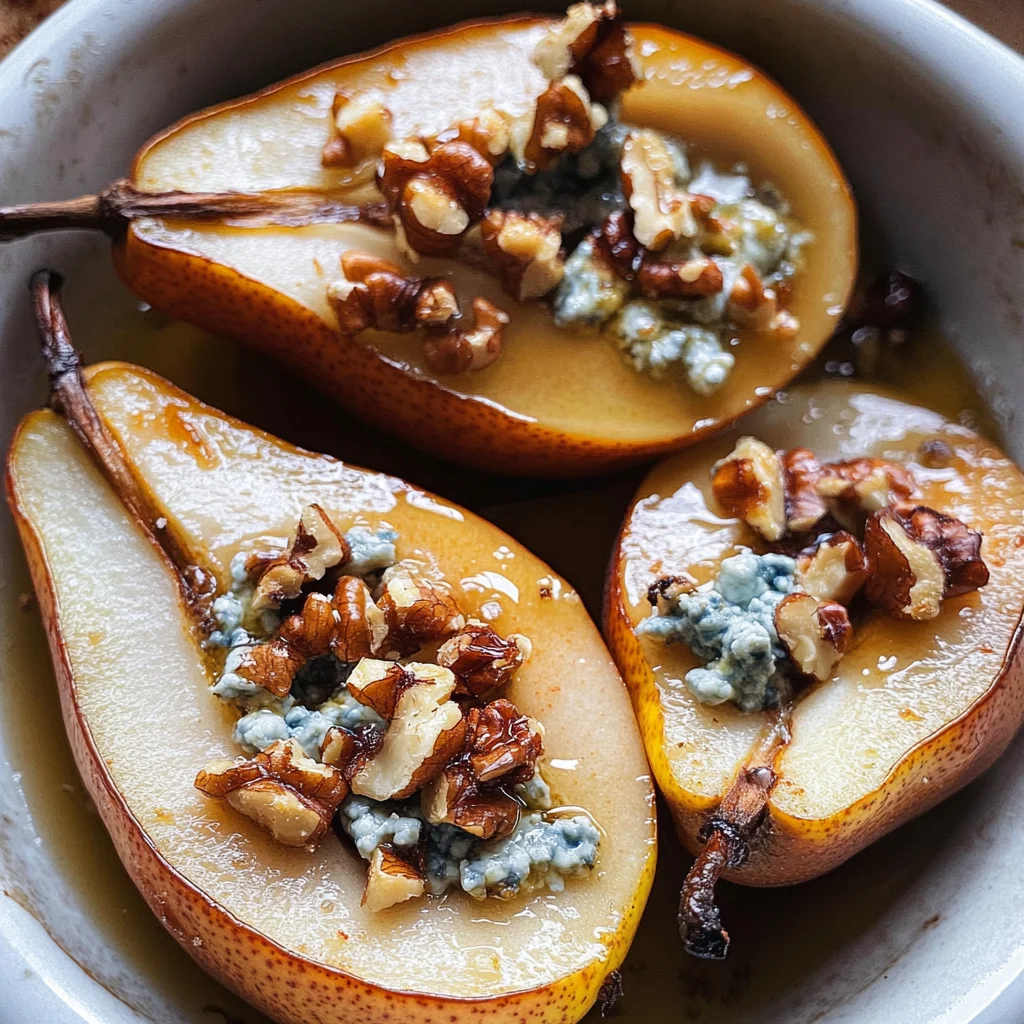 Roasted Pears with Blue Cheese, Walnuts and Honey Recipe