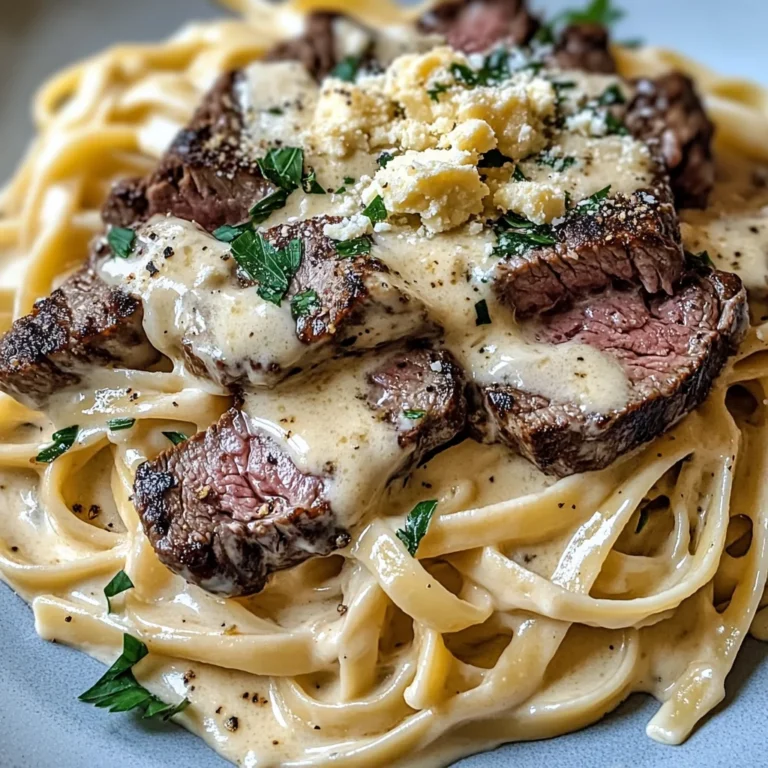 Savory Steak Gorgonzola Alfredo with Creamy Parmesan Sauce