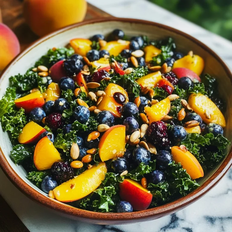 Summer Peach Blueberry Kale Salad