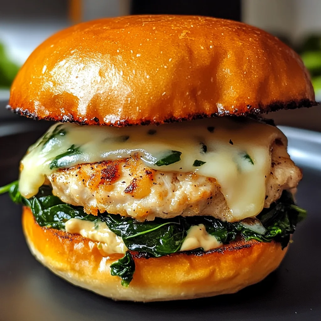 White Cheddar Spinach Chicken Burgers
