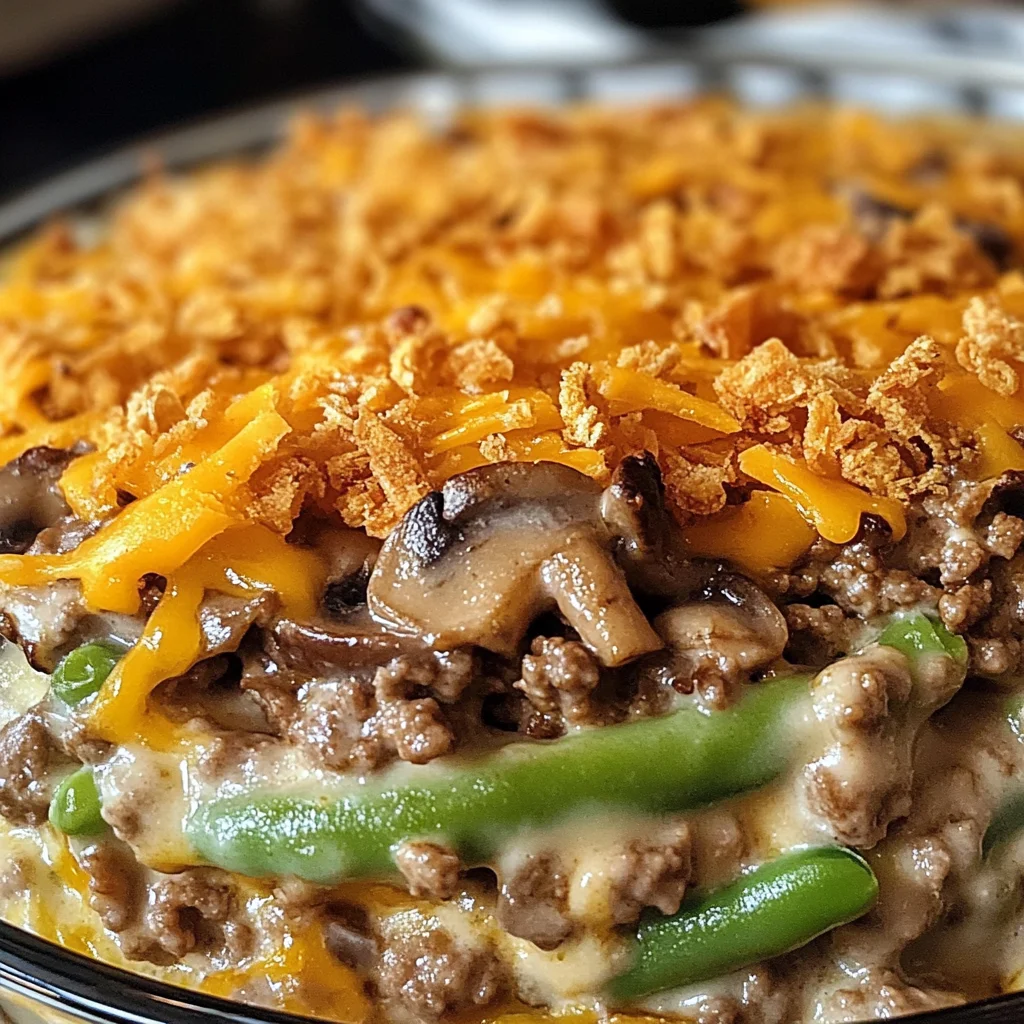 chicken hamburger Green Bean Casserole with Mushrooms made easy!