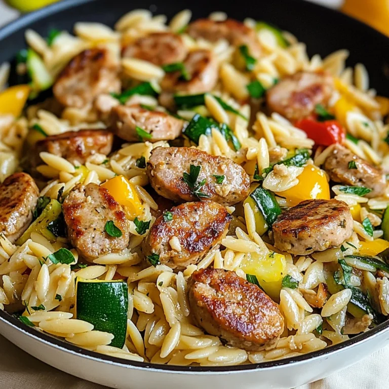 One Pan Chicken Sausage and Orzo