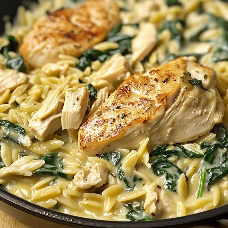 One Pan Spinach Artichoke Chicken Orzo